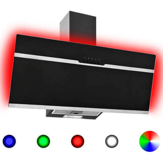 Greatstore Nástěnná digestoř RGB LED 90 cm nerezová ocel a tvrzené sklo