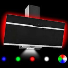 Greatstore Nástěnná digestoř RGB LED 90 cm nerezová ocel a tvrzené sklo