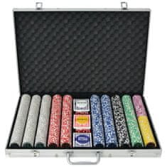 Vidaxl VidaXL Poker Set 1000 hliníkových laserových žetonů