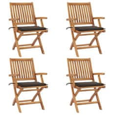 Greatstore Skládací zahradní židle s poduškami 4 ks masivní teak