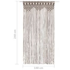 Greatstore Macramé závěs taupe 140 x 240 cm bavlna