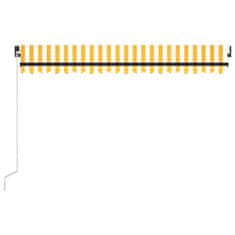 Petromila Ručně zatahovací markýza s LED světlem 450 x 300 cm žlutobílá