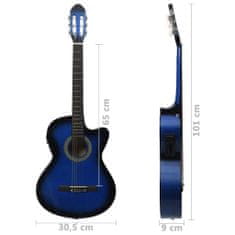 Greatstore Folková akustická kytara s výřezem ekvalizér a 6 strun modrá