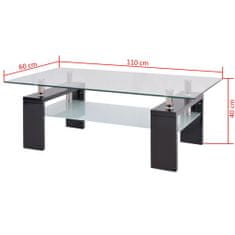 Greatstore Vysoce lesklý konferenční stolek s policí 110x60x40 cm černý
