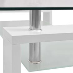 Greatstore Vysoce lesklý konferenční stolek s policí 110x60x40 cm bílý