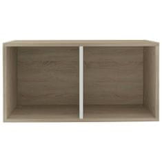 Greatstore Úložný box na LP desky bílý a dub sonoma 71x34x36cm dřevotříska