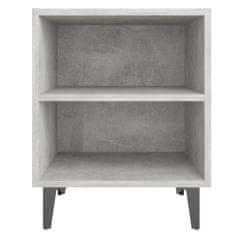 Greatstore Noční stolek s kovovými nohami betonově šedý 40 x 30 x 50 cm
