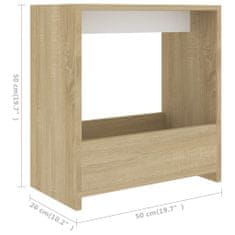 Vidaxl Odkládací stolek bílý a dub sonoma 50 x 26 x 50 cm dřevotříska