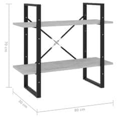 Greatstore Knihovna se 2 policemi betonově šedá 80x30x70 cm dřevotříska