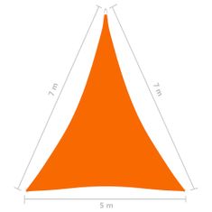 Greatstore Stínící plachta oxfordská látka trojúhelníková 5x7x7 m oranžová