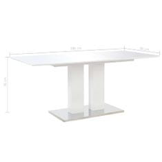 Greatstore Jídelní stůl vysoký lesk bílý 180 x 90 x 76 cm MDF