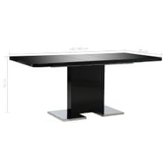 Greatstore Rozkládací jídelní stůl vysoký lesk černý 180 x 90 x 76 cm MDF