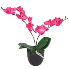 Greatstore Umělá rostlina orchidej s květináčem 30 cm červená