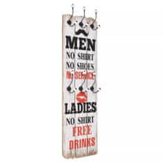 Greatstore Nástěnný věšák na kabáty MEN LADIES s 6 háčky 120 x 40 cm