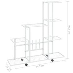 Petromila Stojan na květiny na kolečkách 94,5 x 25 x 92,5 cm bílý kov