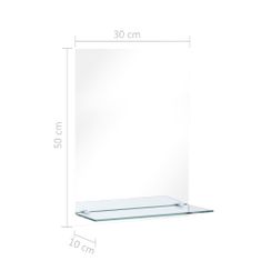 Vidaxl Nástěnné zrcadlo s policí 30 x 50 cm tvrzené sklo
