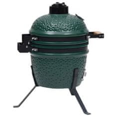 Greatstore Zahradní gril a udírna 2 v 1 Kamado keramický 56 cm zelený