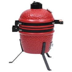 Greatstore Zahradní gril a udírna 2 v 1 Kamado keramický 56 cm červený