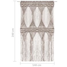 Greatstore Macramé závěs taupe 140 x 240 cm bavlna