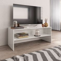 Greatstore TV stolek bílý s vysokým leskem 100 x 40 x 40 cm dřevotříska