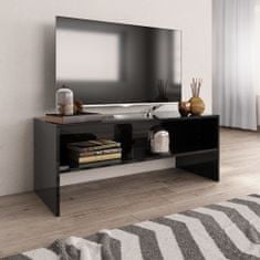 Greatstore TV stolek černý s vysokým leskem 100 x 40 x 40 cm dřevotříska