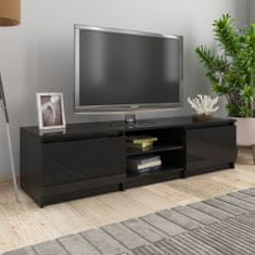 Greatstore TV stolek černý s vysokým leskem 140 x 40 x 35,5 cm dřevotříska