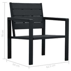 Greatstore 3dílný bistro set HDPE černý dřevěný vzhled