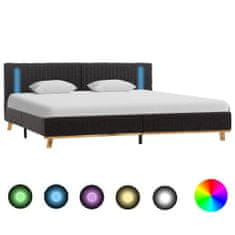 Greatstore Rám postele s LED světlem tmavě šedý textil 180 x 200 cm