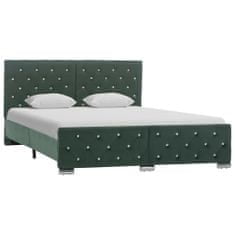 Greatstore Rám postele tmavě zelený textil 140 x 200 cm