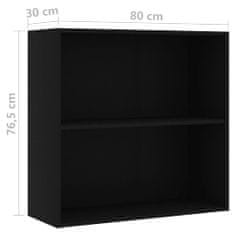 Greatstore 2patrová knihovna černá 80 x 30 x 76,5 cm dřevotříska