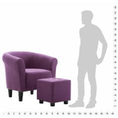 Greatstore 2dílná sada křeslo a stolička fialová textil