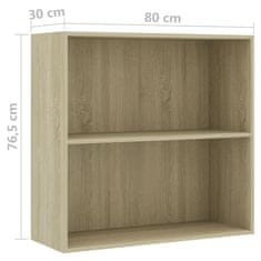 Greatstore 2patrová knihovna sonoma dub 80 x 30 x 76,5 cm dřevotříska