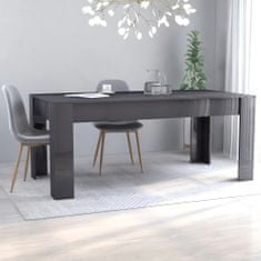 Greatstore Jídelní stůl šedý s vysokým leskem 180 x 90 x 76 cm dřevotříska