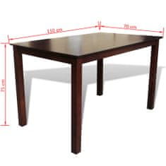 Greatstore Hnědý jídelní stůl z masivního dřeva 110 cm