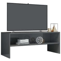 Greatstore TV stolek šedý s vysokým leskem 100 x 40 x 40 cm dřevotříska