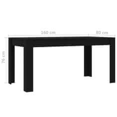 Greatstore Jídelní stůl černý 160 x 80 x 76 cm dřevotříska