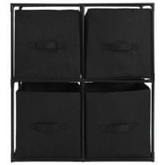 Vidaxl Úložná skříňka se 4 textilními košíky černá 63x30x71 cm ocel