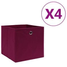 Greatstore Úložné boxy 4 ks netkaná textilie 28 x 28 x 28 cm tmavě červené