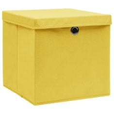 shumee Úložné boxy s víky 4 ks 28 x 28 x 28 cm žluté