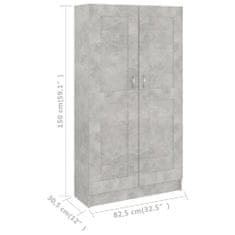 Vidaxl Knihovna betonově šedá 82,5 x 30,5 x 150 cm dřevotříska