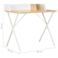 Greatstore Psací stůl bílý a přírodní odstín 80 x 50 x 84 cm