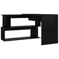 Greatstore Rohový psací stůl černý vysoký lesk 200x50x76 cm dřevotříska