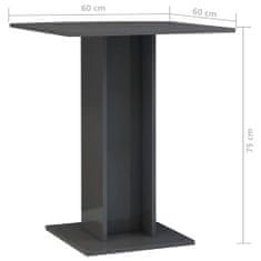 Greatstore Bistro stolek šedý s vysokým leskem 60 x 60 x 75 cm dřevotříska