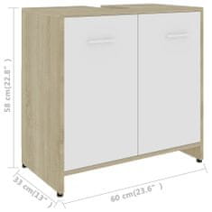 Greatstore Koupelnová skříňka bílá dub sonoma 60 x 33 x 58 cm dřevotříska