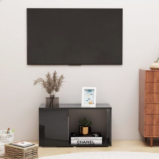 Greatstore TV skříňka černá s vysokým leskem 60 x 24 x 32 cm dřevotříska