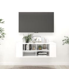 Greatstore Nástěnná TV skříňka bílá 102 x 35 x 35 cm dřevotříska