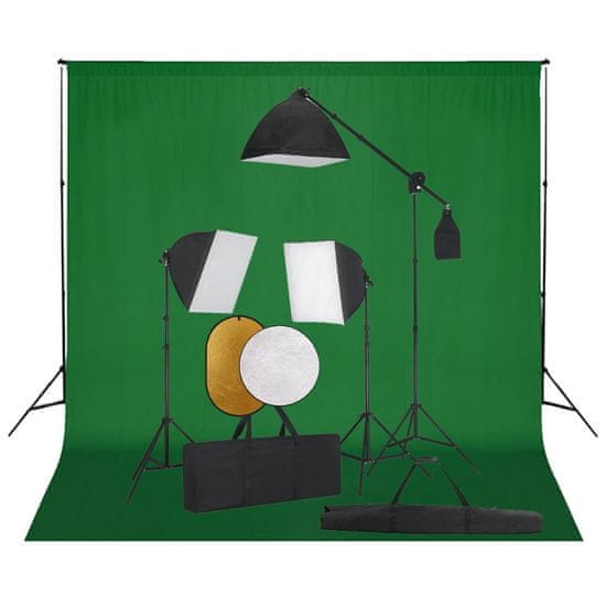 Greatstore Foto studio set se softboxy, fotopozadím a odraznou deskou