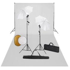 Greatstore Foto studio set se světly, deštníky, pozadím a odraznou deskou