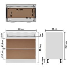 Vidaxl Spodní skříňka zásuvka bílá vysoký lesk 80x46x81,5 dřevotříska