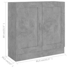 Greatstore Knihovna betonově šedá 82,5 x 30,5 x 80 cm dřevotříska